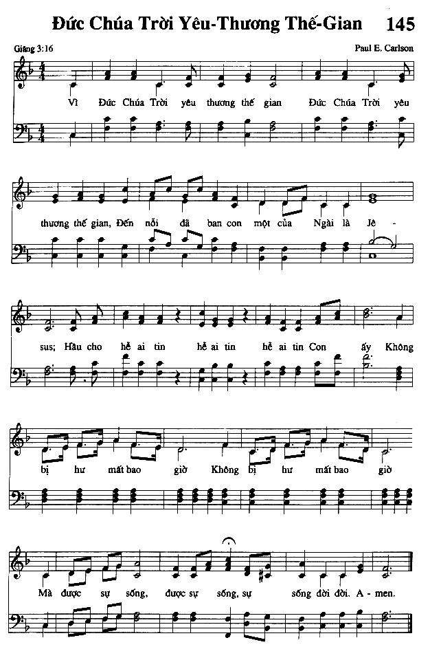 Sheet music: Đức Chúa Trời Yêu Thương Thế Gian