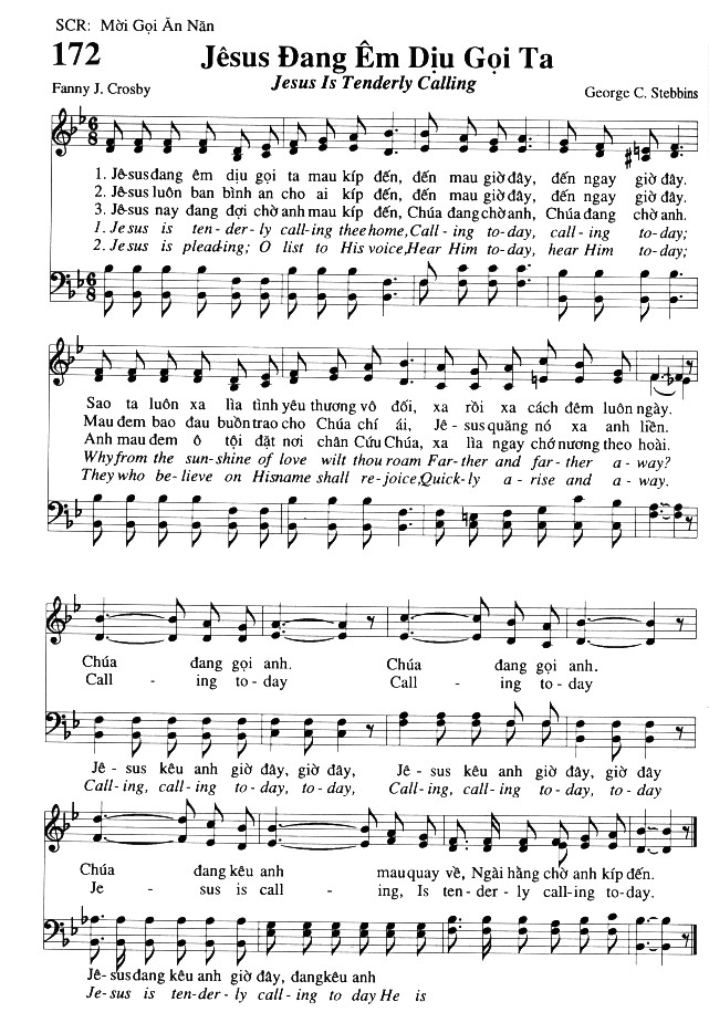 Sheet music: Jesus Đang Êm Dịu Gọi Ta