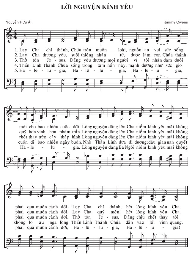 Sheet music: Lời Nguyện Kính Yêu