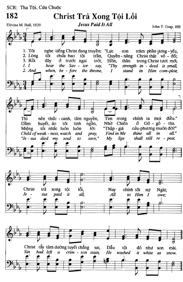 Sheet music: Christ Trả Xong Tội Lỗi
