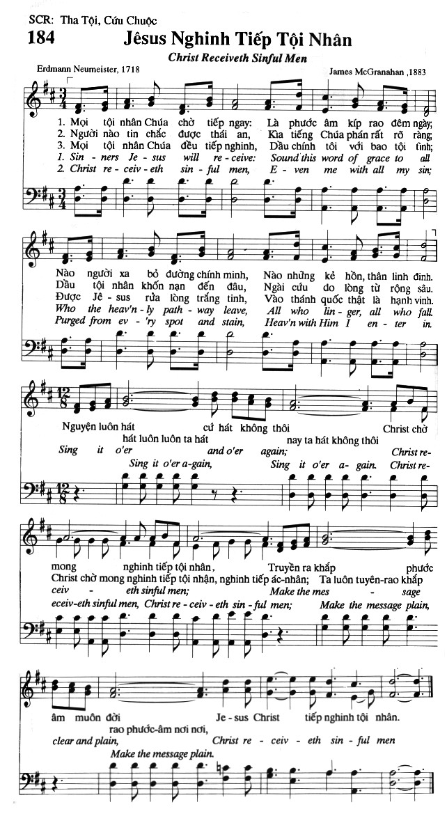 Sheet music: Jesus Nghinh Tiếp Tội Nhân