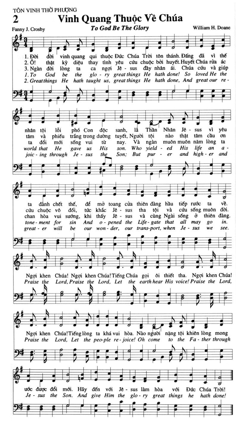 Sheet music: Vinh Quang Thuộc Về Chúa