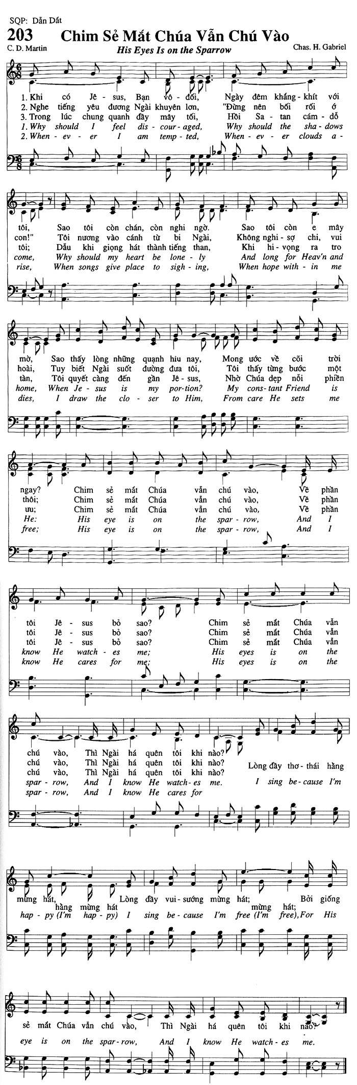 Sheet music: Chim Sẻ Mắt Chúa Vẫn Chú Vào