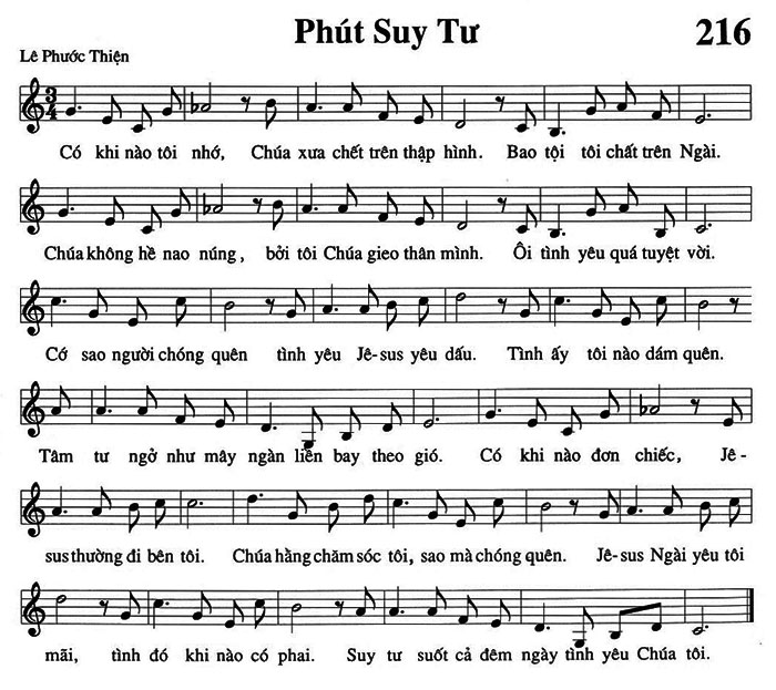 Sheet music: Phút Suy Tư
