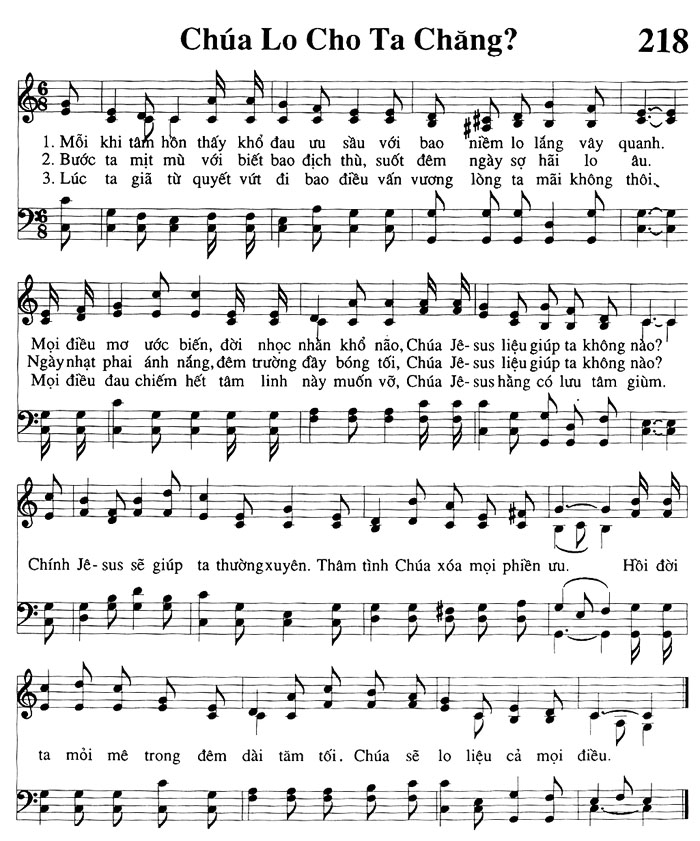 Sheet music: Chúa Lo Cho Ta Chăng?