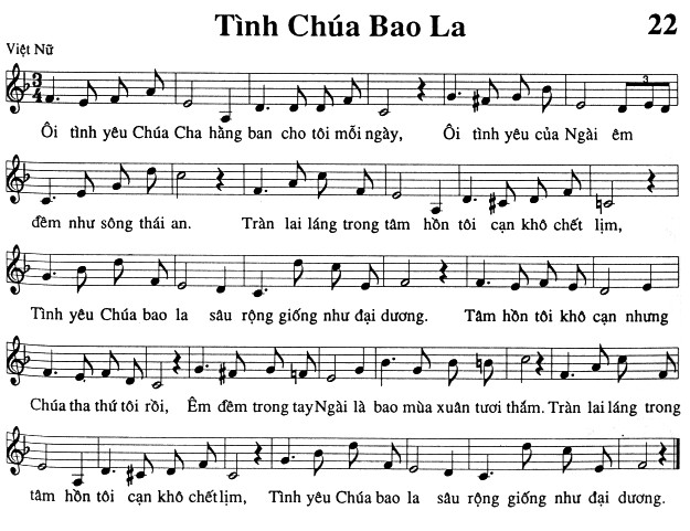 Sheet music: Tình Chúa Bao La