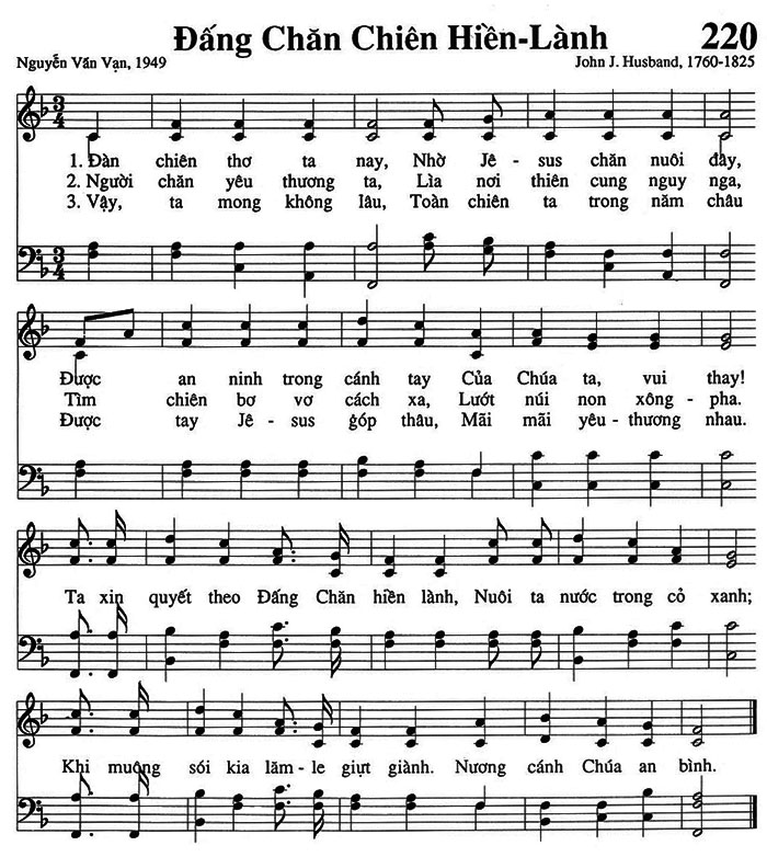 Sheet music: Đấng Chăn Chiên Hiền Lành