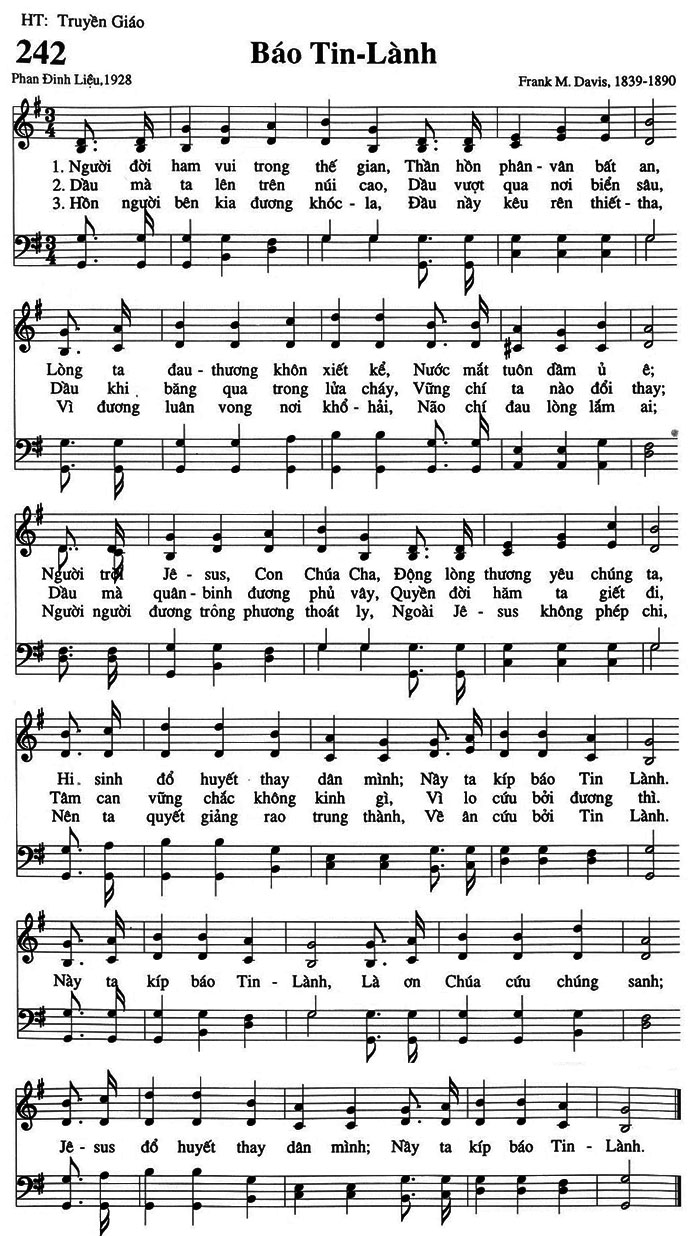 Sheet music: Báo Tin Lành