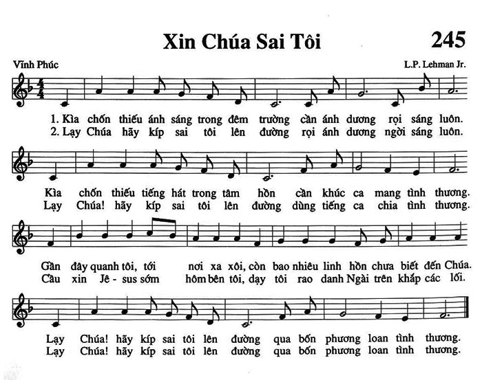 Sheet music: Xin Chúa Sai Tôi