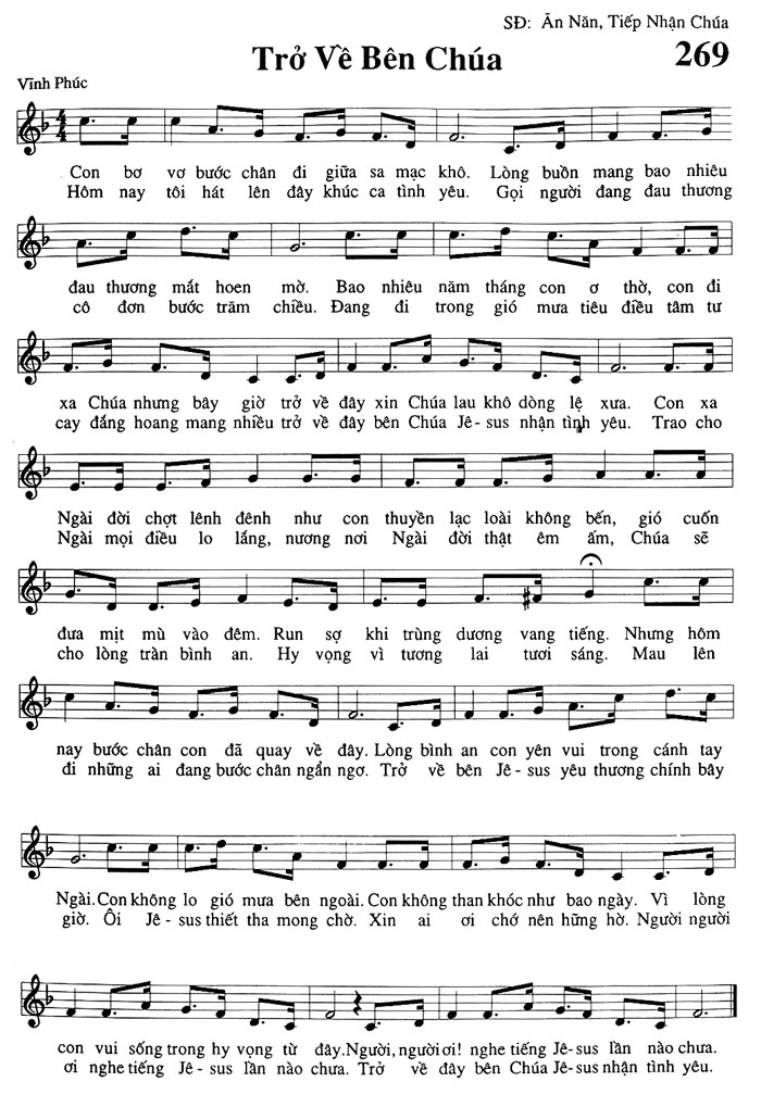 Sheet music: Trở Về Bên Chúa