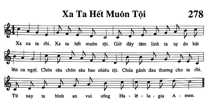 Sheet music: Xa Ta Hết Muôn Tội
