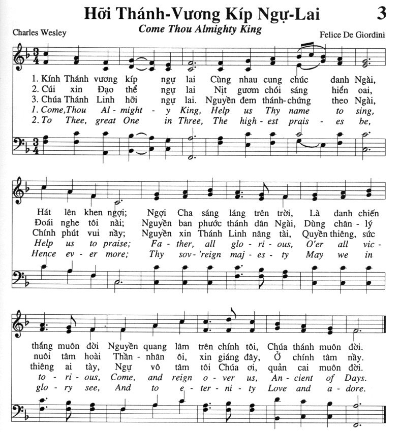 Sheet music: Hỡi Thánh Vương Kíp Ngự Lai