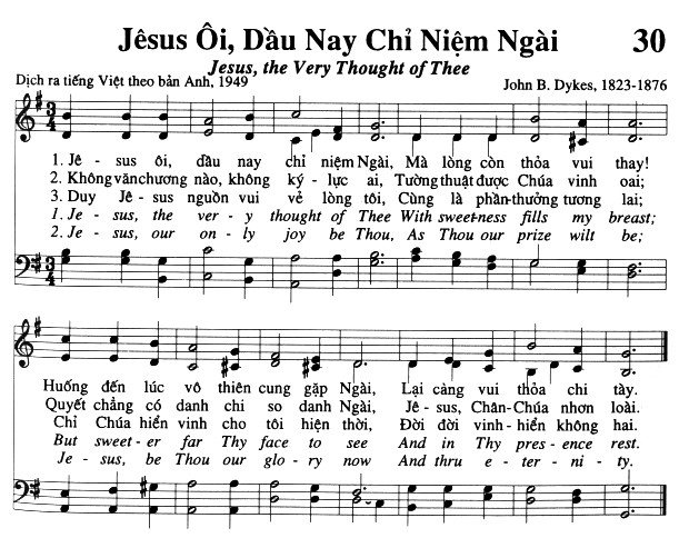 Sheet music: Jêsus Ôi, Dầu Nay Chỉ Niệm Ngài