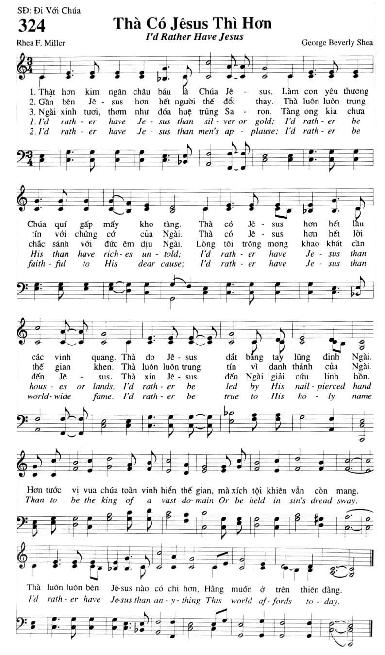 Sheet music: Thà Có Jesus Thì Hơn