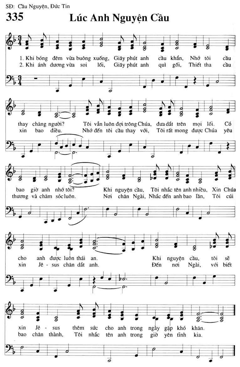 Sheet music: Lúc Anh Nguyện Cầu