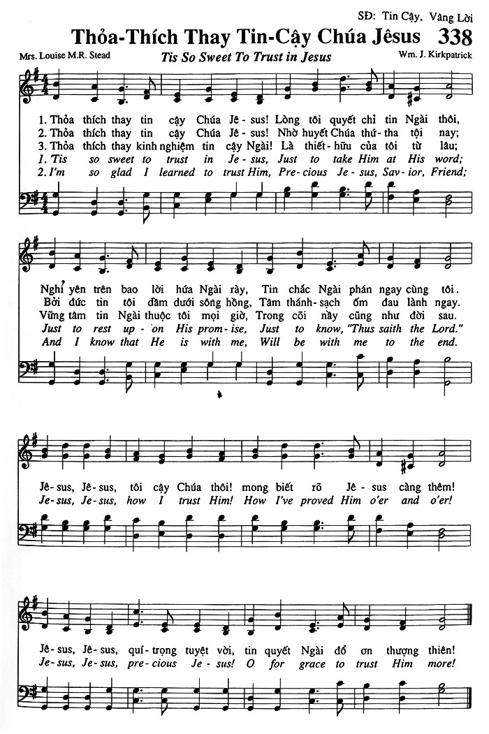 Sheet music: Thỏa Thích Thay Tin Cậy Chúa Jesus