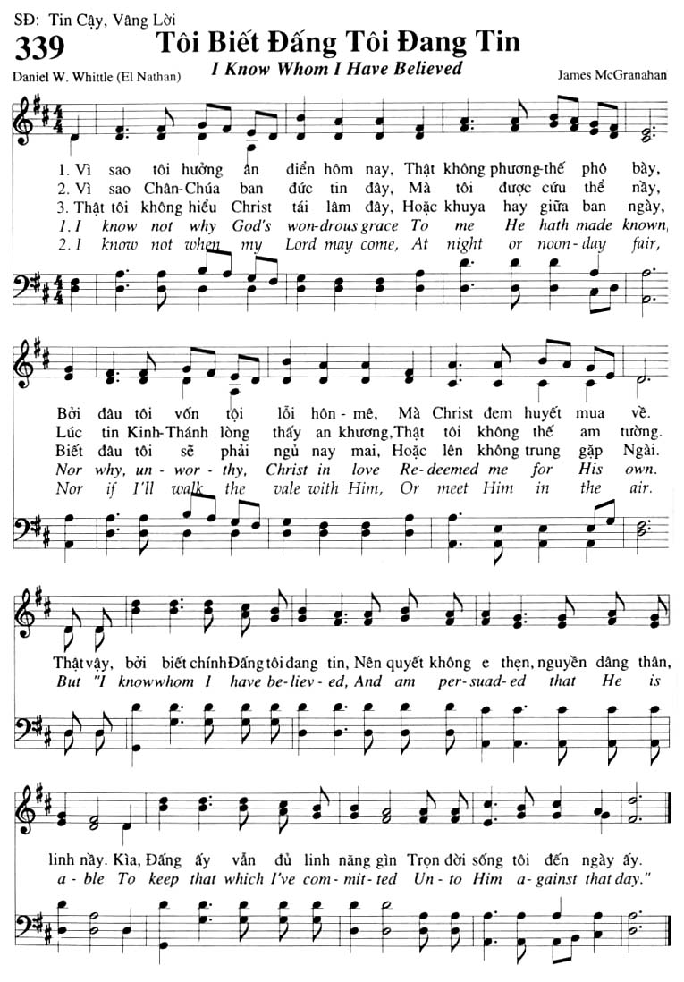 Sheet music: Tôi Biết Đấng Tôi Đang Tin