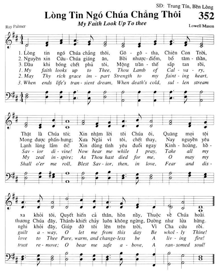 Sheet music: Lòng Tin Ngó Chúa Chẳng Thôi