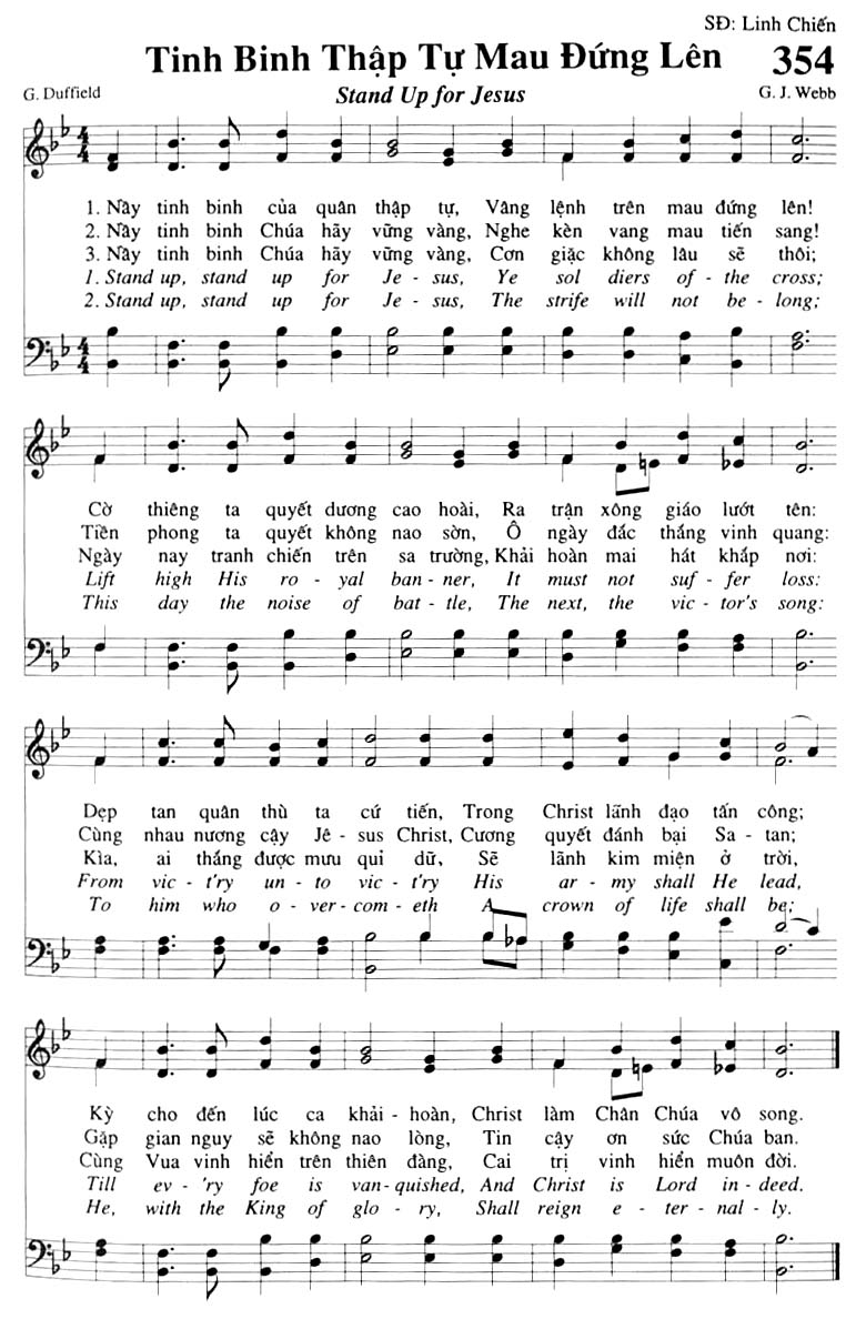 Sheet music: Tinh Binh Thập Tự Mau Đứng Lên