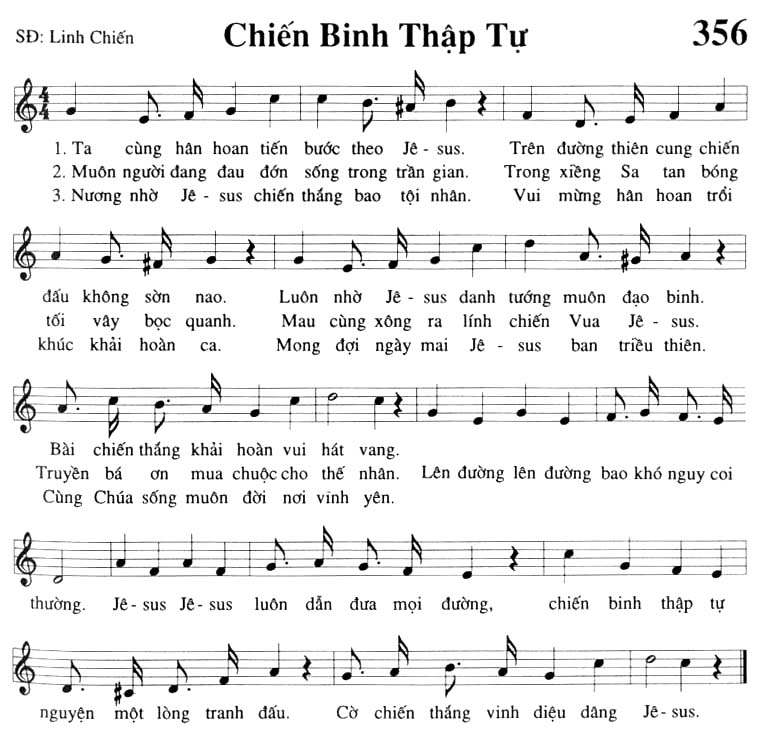 Sheet music: Chiến Binh Thập Tự