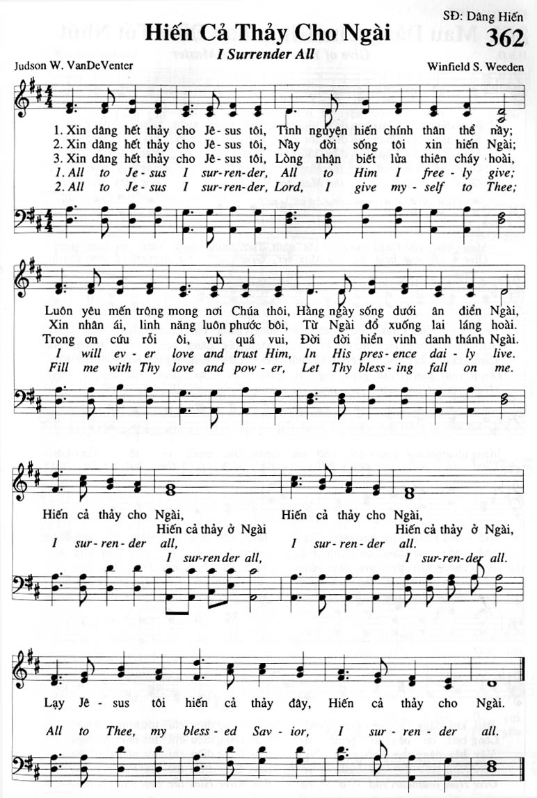 Sheet music: Hiến Cả Thảy Cho Ngài