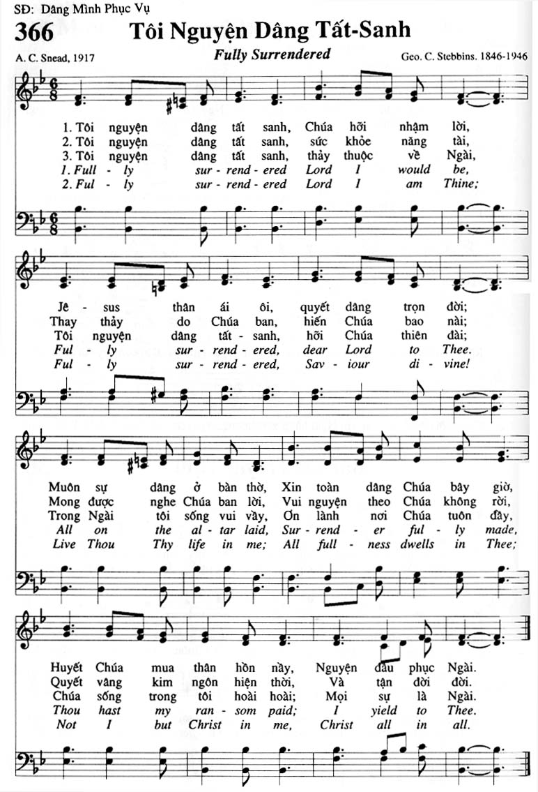 Sheet music: Tôi Nguyện Dâng Tất Sanh