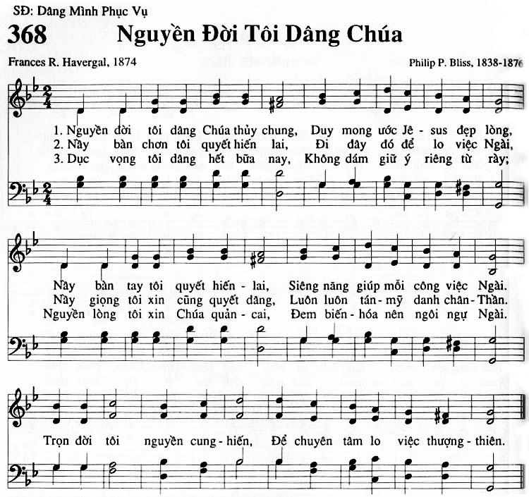 Sheet music: Nguyện Đời Tôi Dâng Chúa