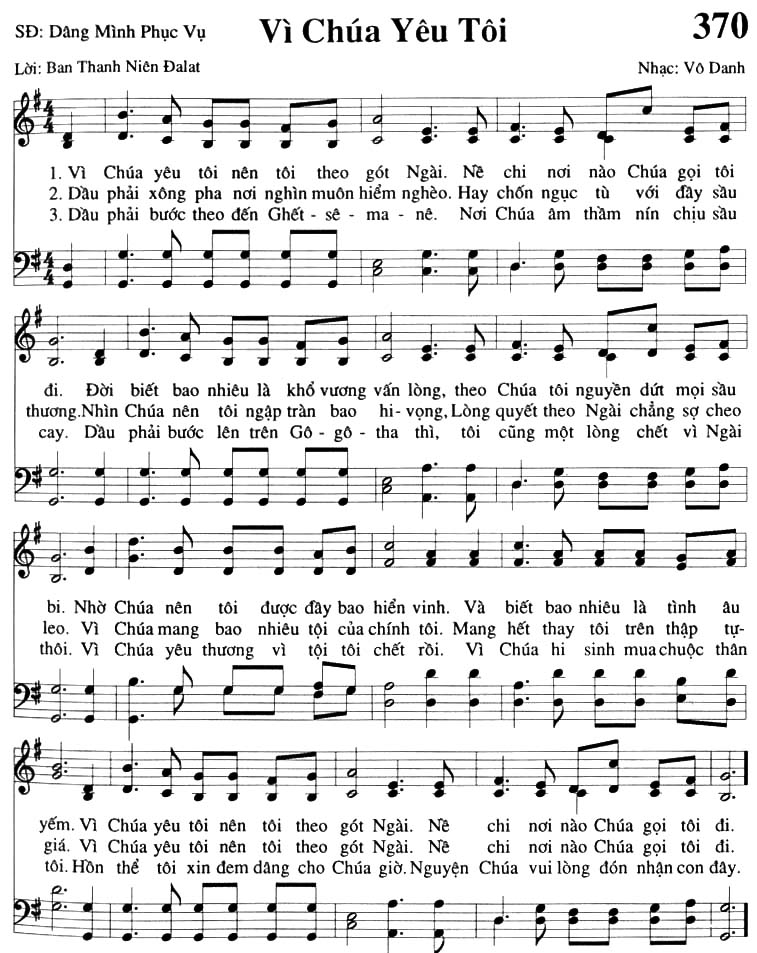 Sheet music: Vì Chúa Yêu Tôi