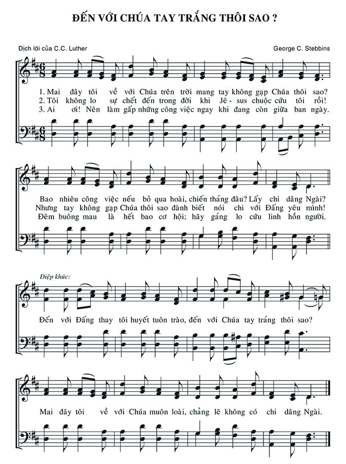 Sheet music: Đến Với Chúa Tay Trắng Thôi Sao