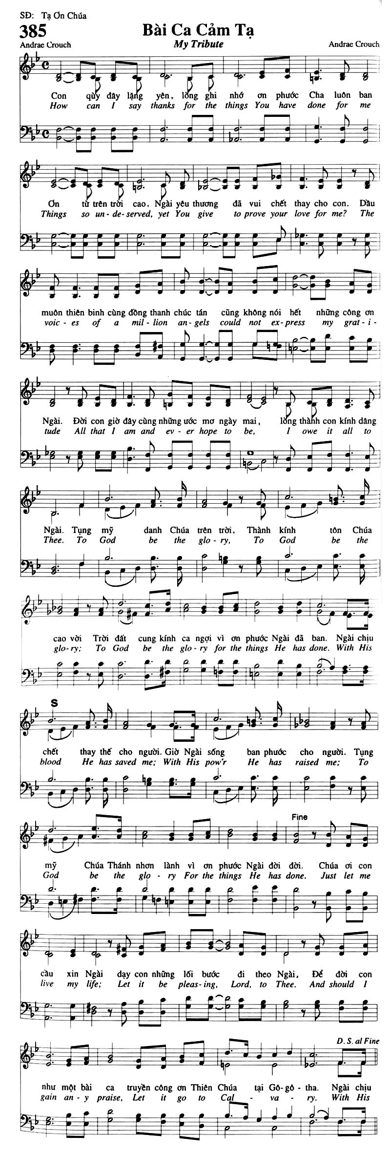 Sheet music: Bài Ca Cảm Tạ