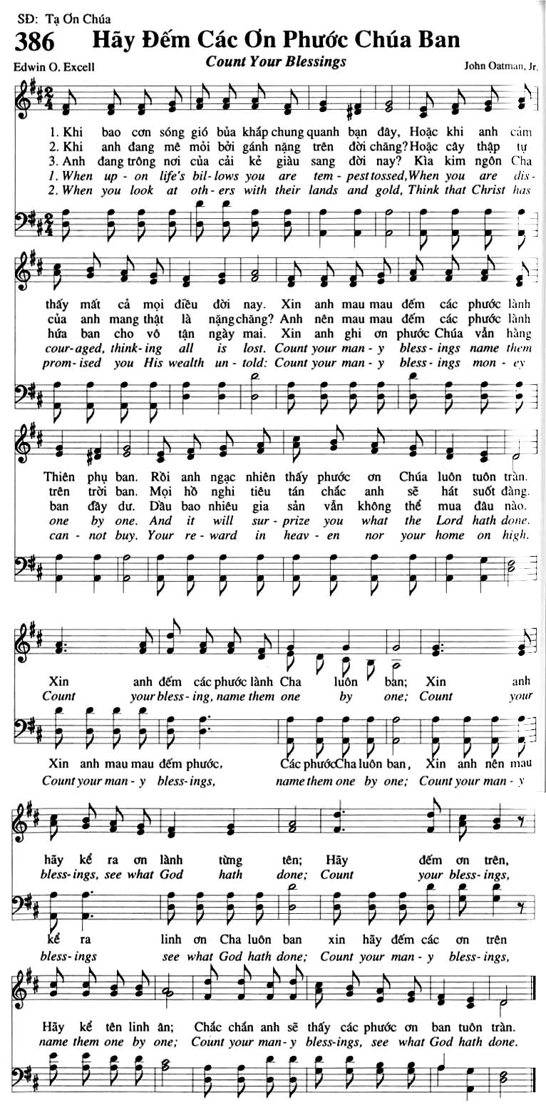 Sheet music: Hãy Đếm Các Ơn Phước Chúa Ban