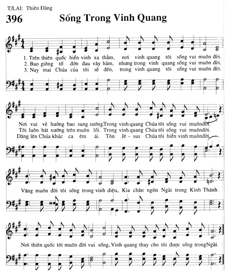 Sheet music: Sống Trong Vinh Quang