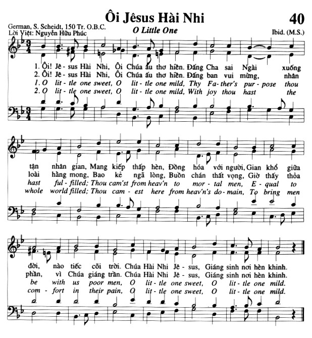 Sheet music: Ôi Jêsus Hài Nhi
