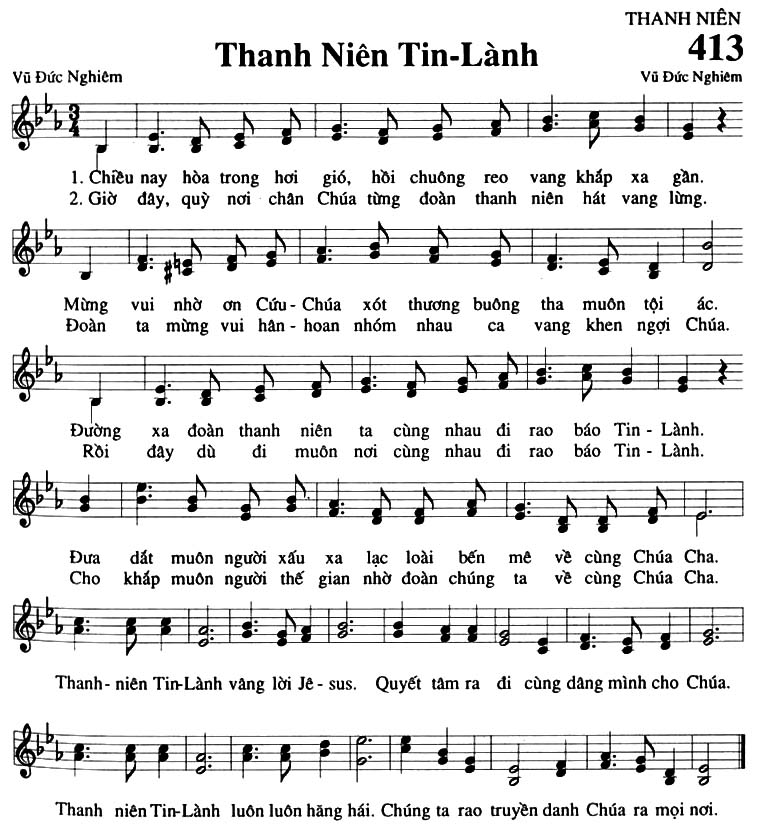 Sheet music: Thanh Niên Tin Lành