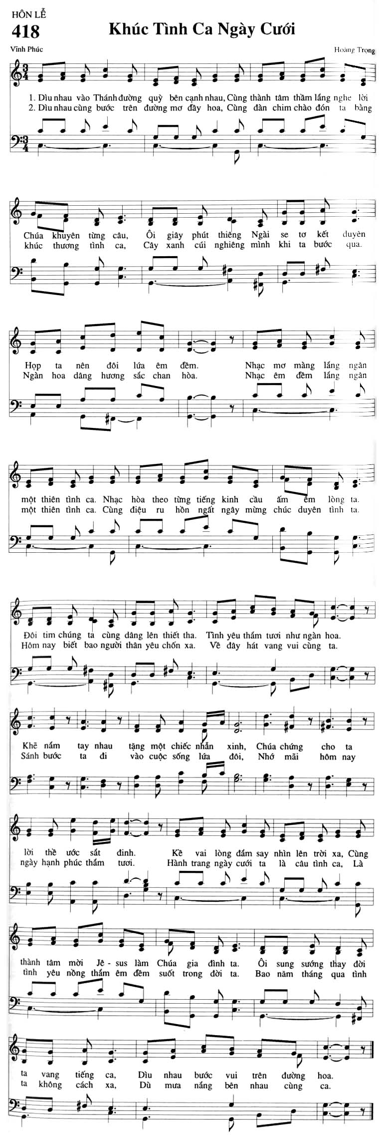 Sheet music: Khúc Tình Ca Ngày Cưới