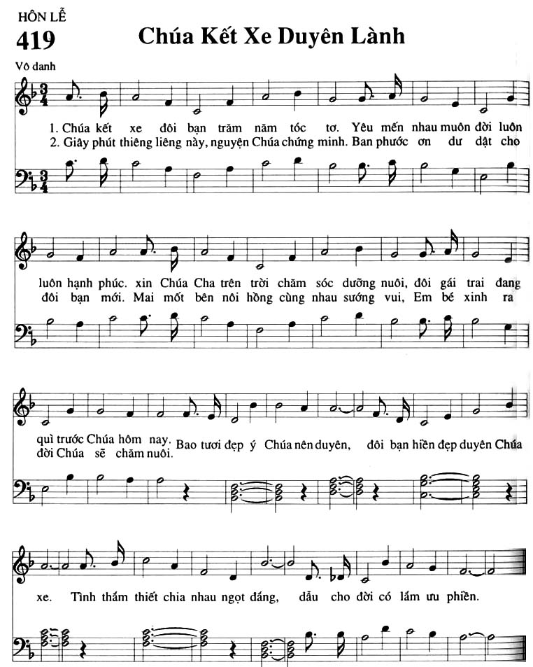 Sheet music: Chúa Kết Xe Duyên Lành