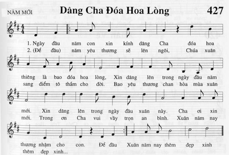 Sheet music: Dâng Cha Đóa Hoa Lòng