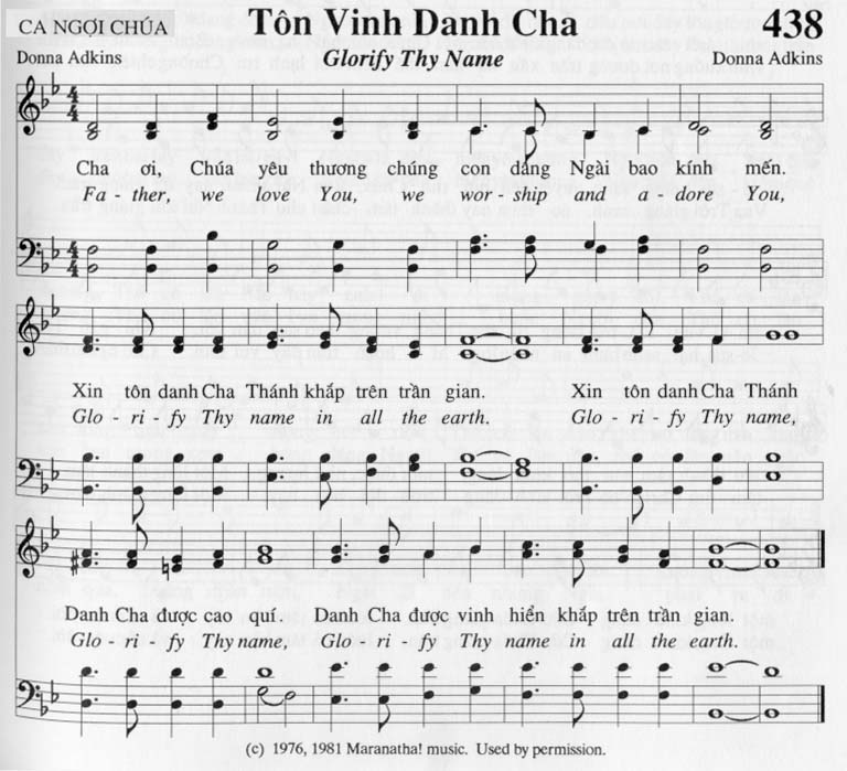 Sheet music: Tôn Vinh Danh Cha