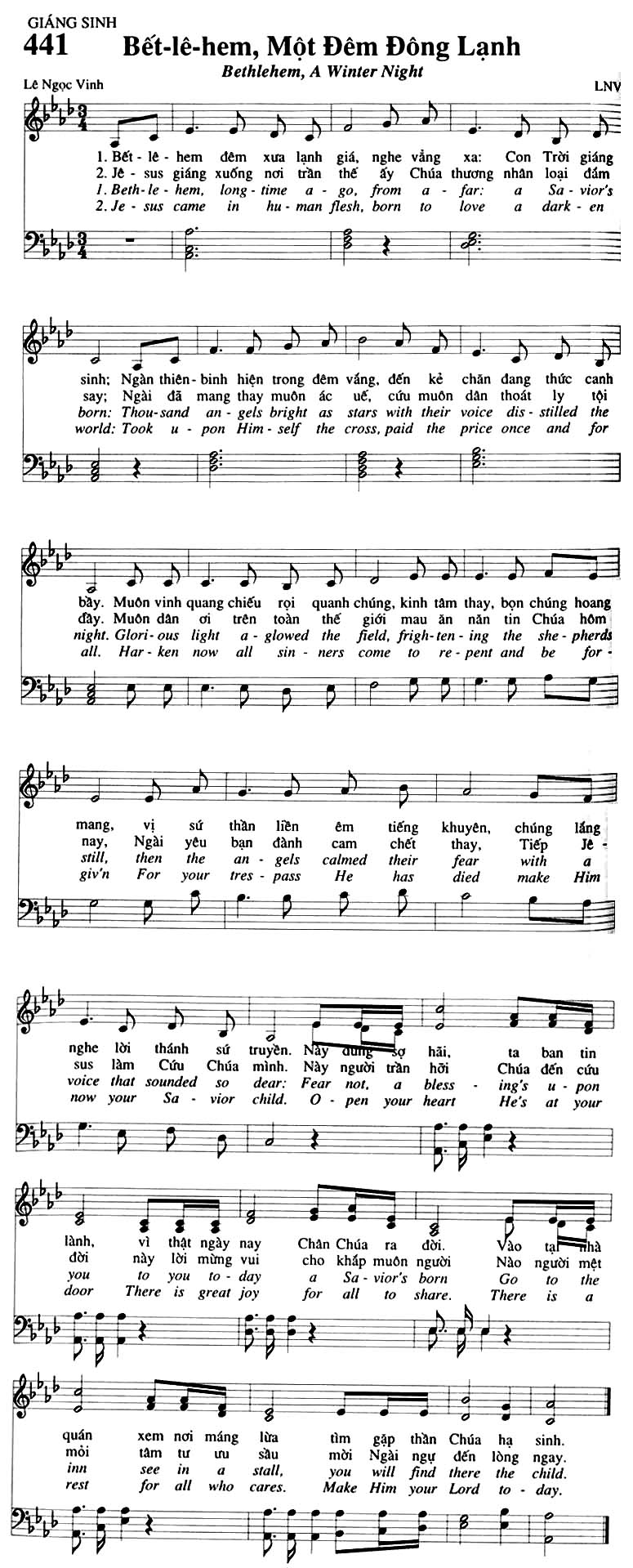 Sheet music: Bết-lê-hem - Một Đêm Đông Lạnh