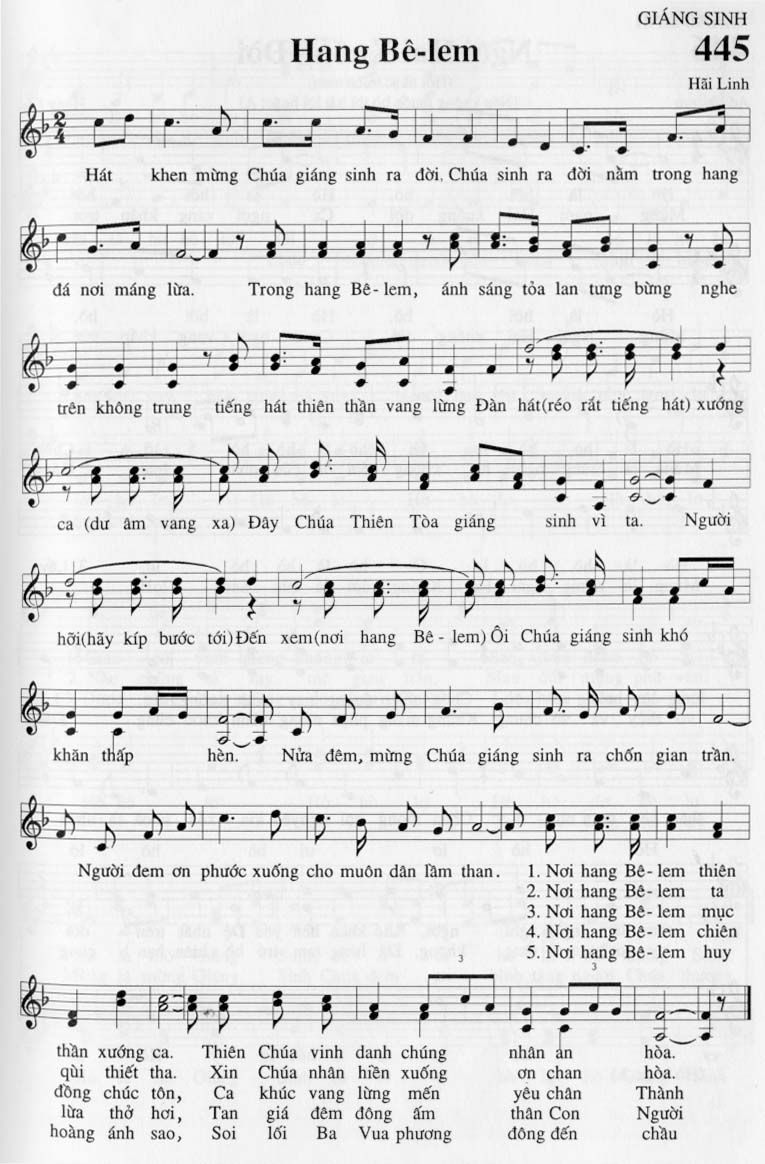 Sheet music: Hang Bê-lem