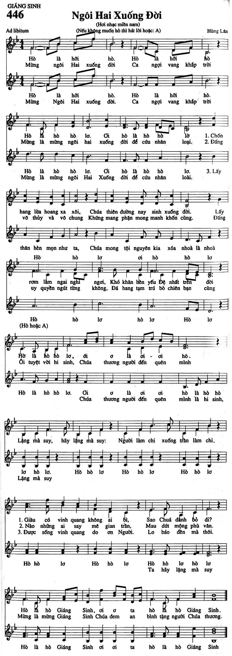 Sheet music: Ngôi Hai Xuống Đời