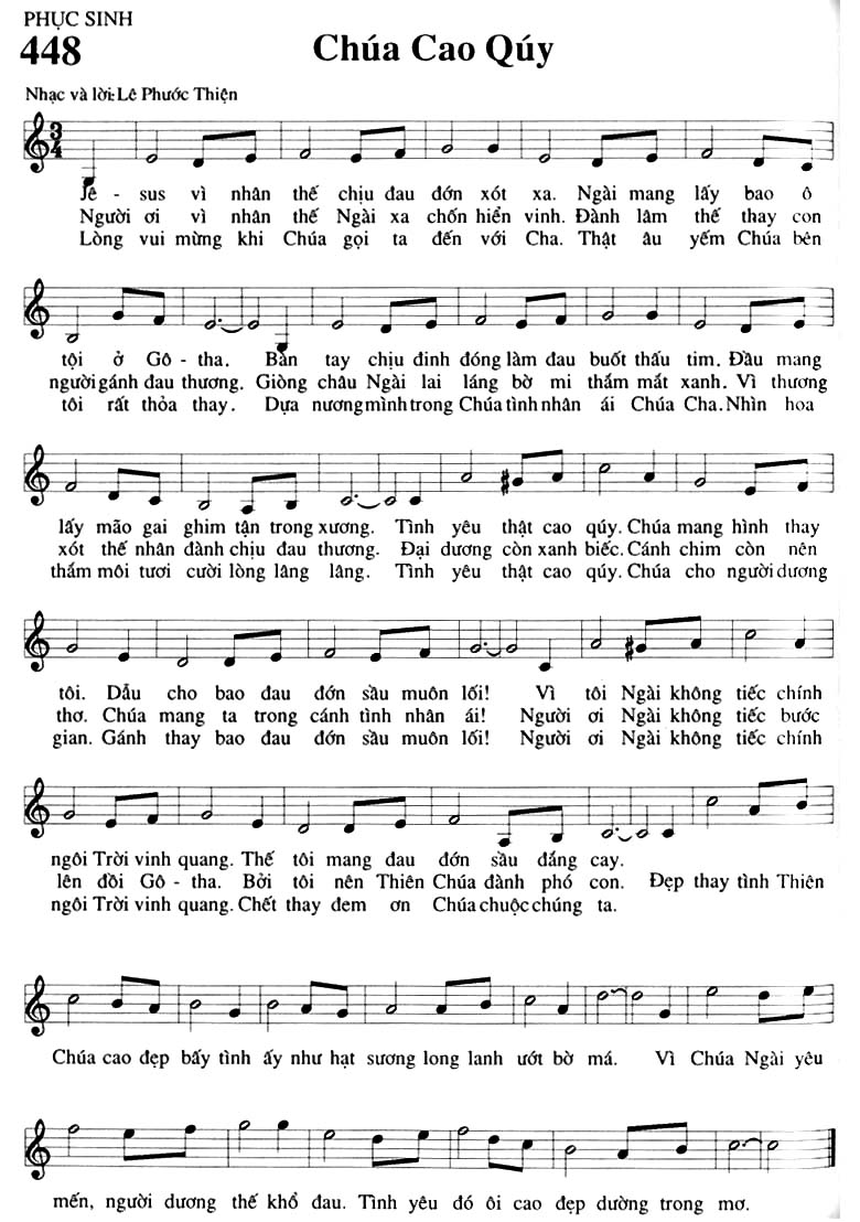 Sheet music: Chúa Cao Quý