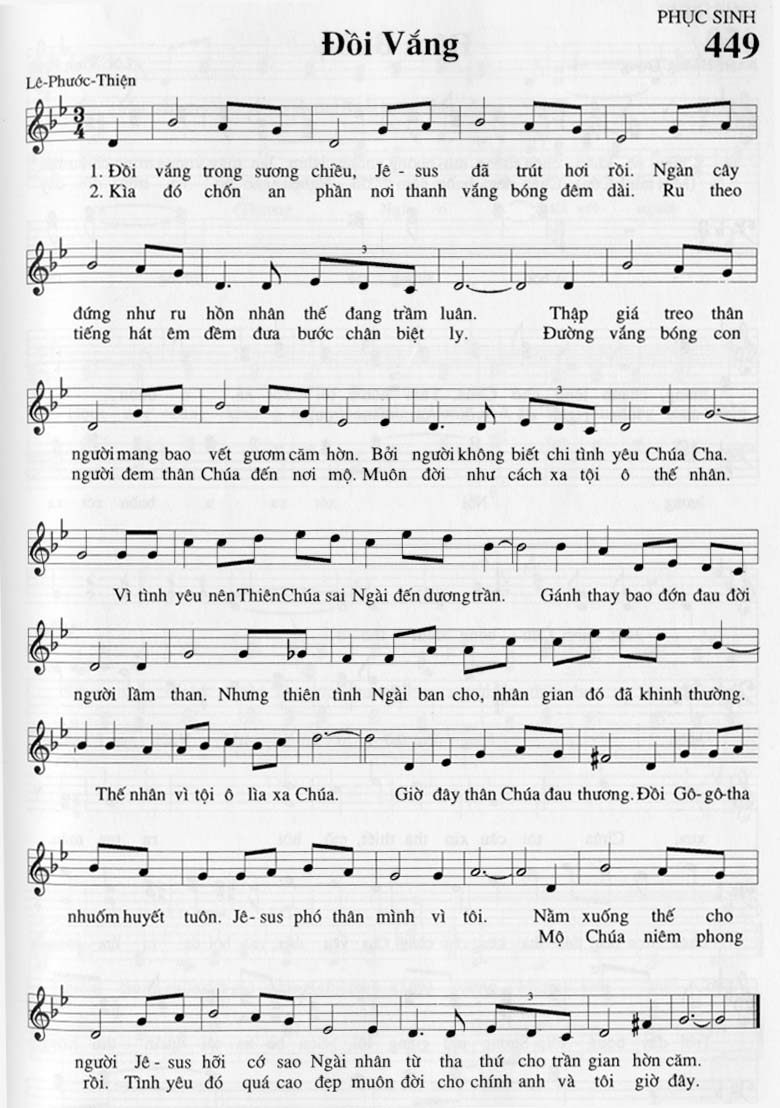 Sheet music: Đồi Vắng