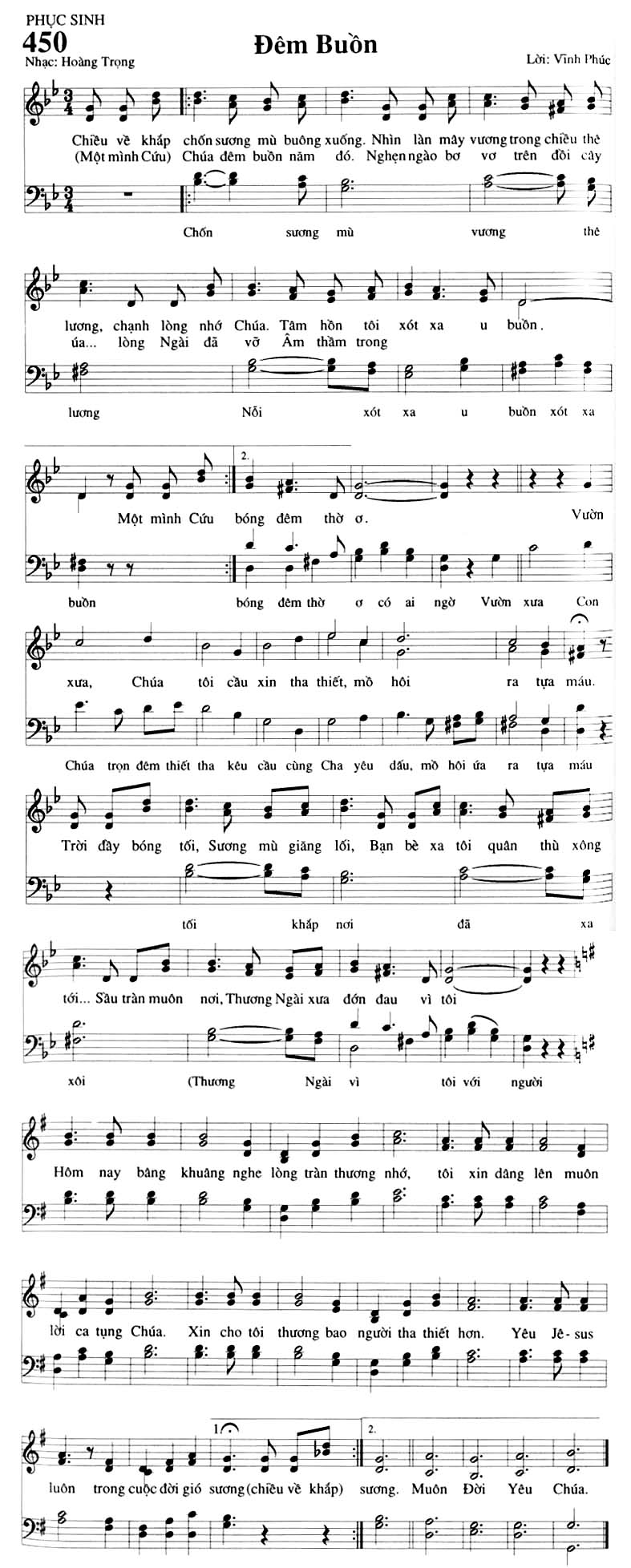 Sheet music: Đêm Buồn