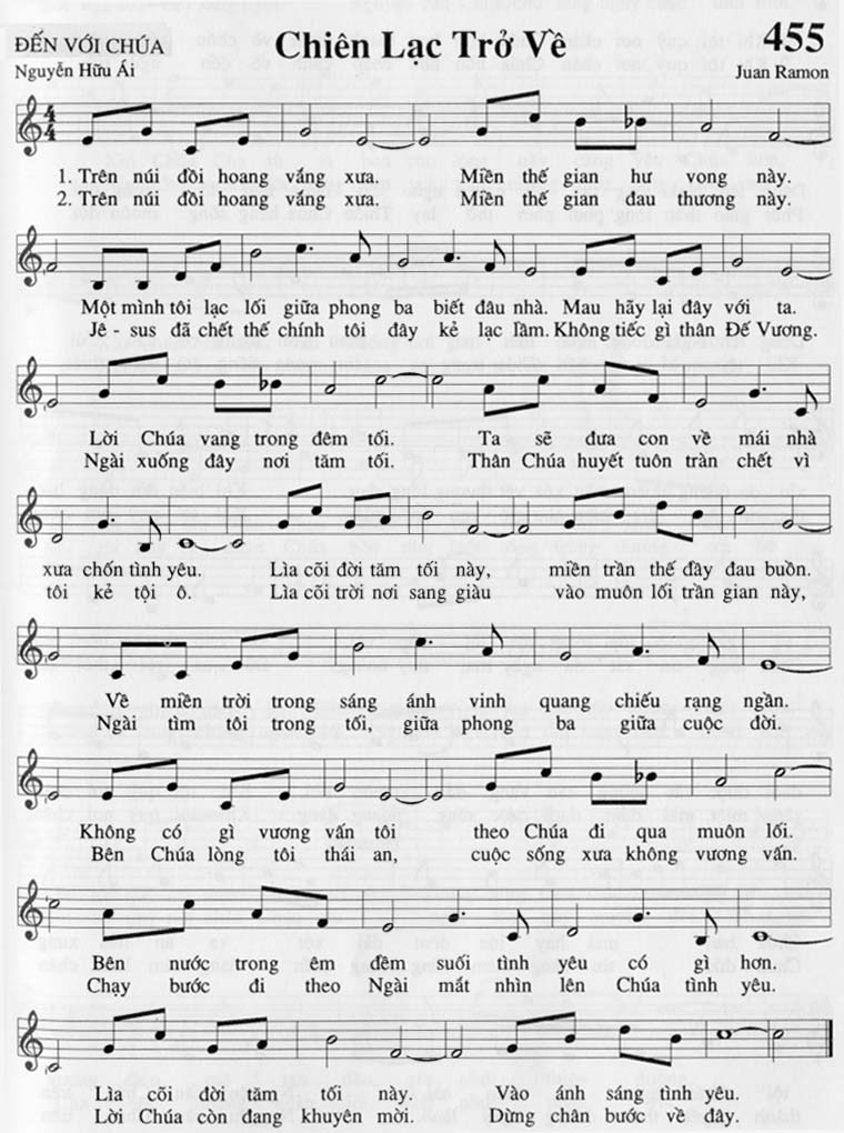 Sheet music: Chiên Lạc Trở Về