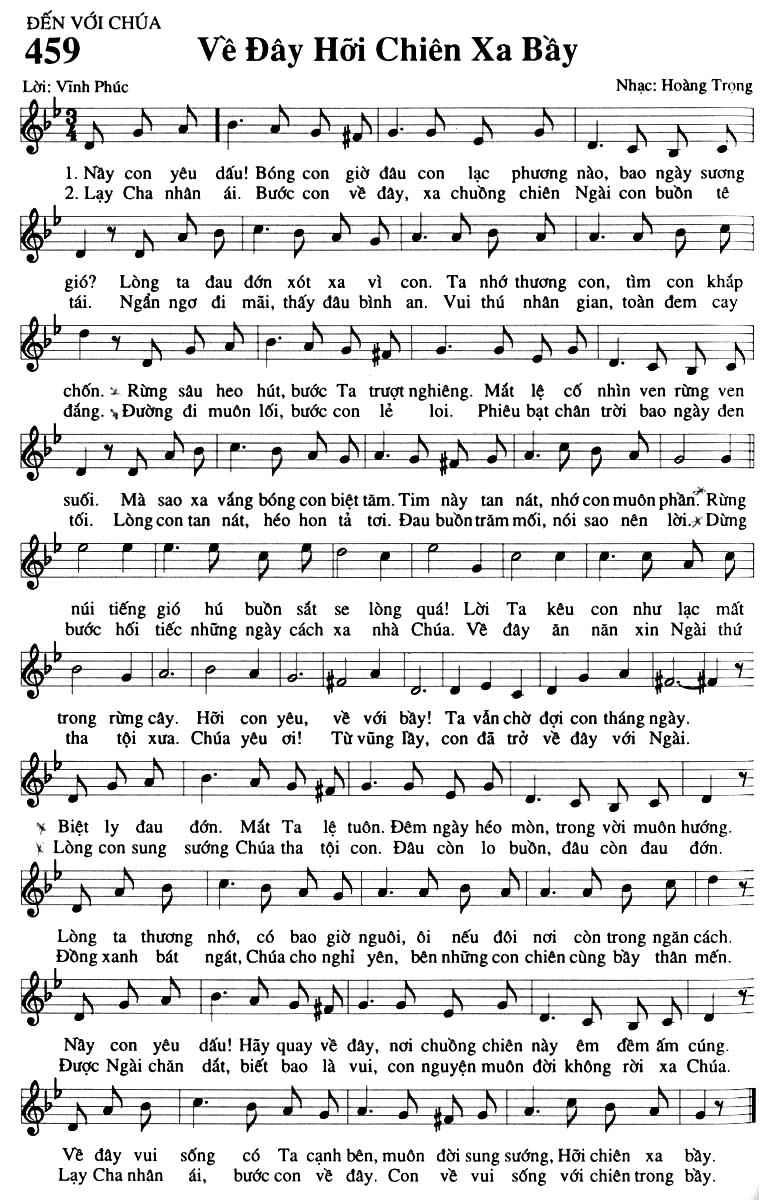 Sheet music: Về Đây Hỡi Chiên Xa Bầy