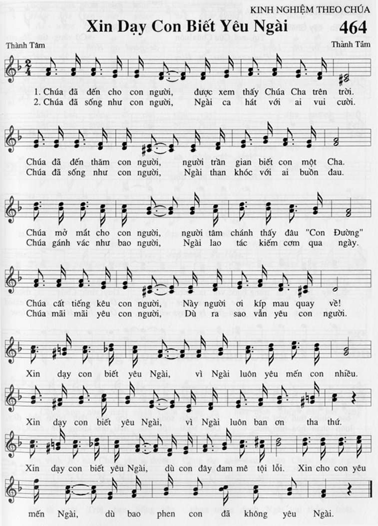 Sheet music: Xin Dạy Con Biết Yêu Ngài