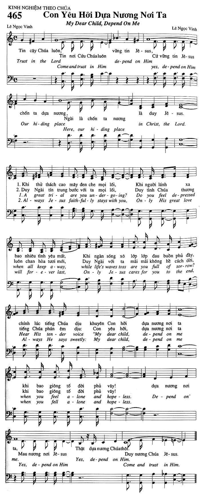 Sheet music: Con Yêu! Hãy Dựa Nương Nơi Ta