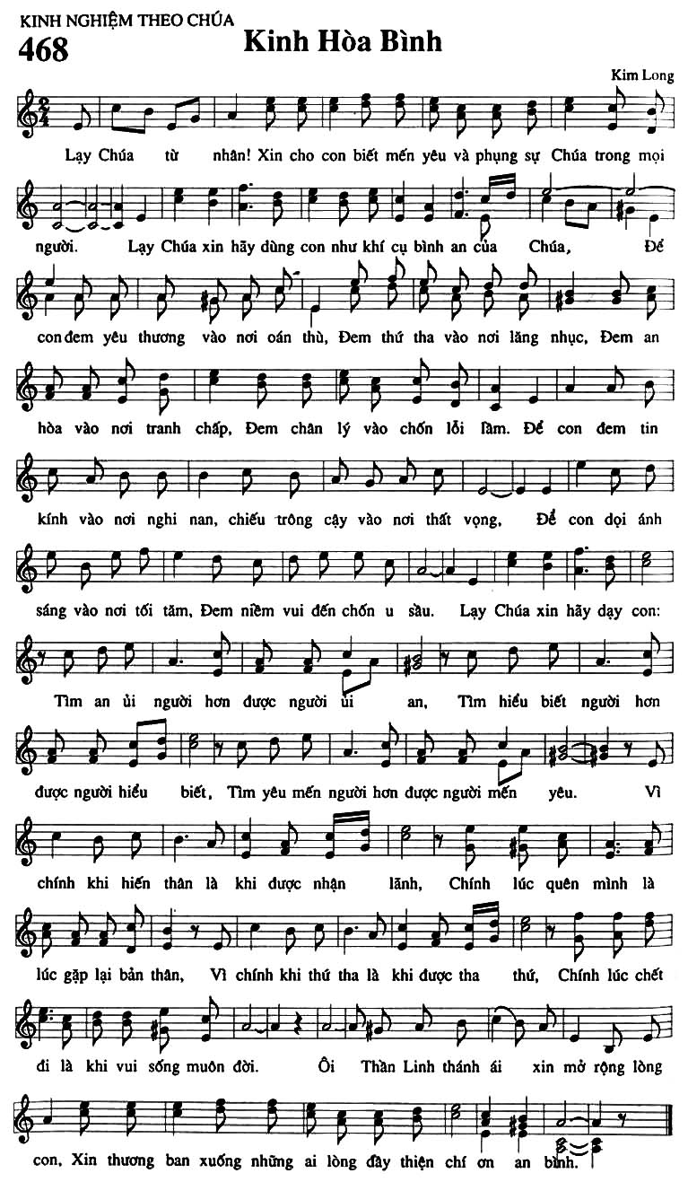 Sheet music: Kinh Hòa Bình