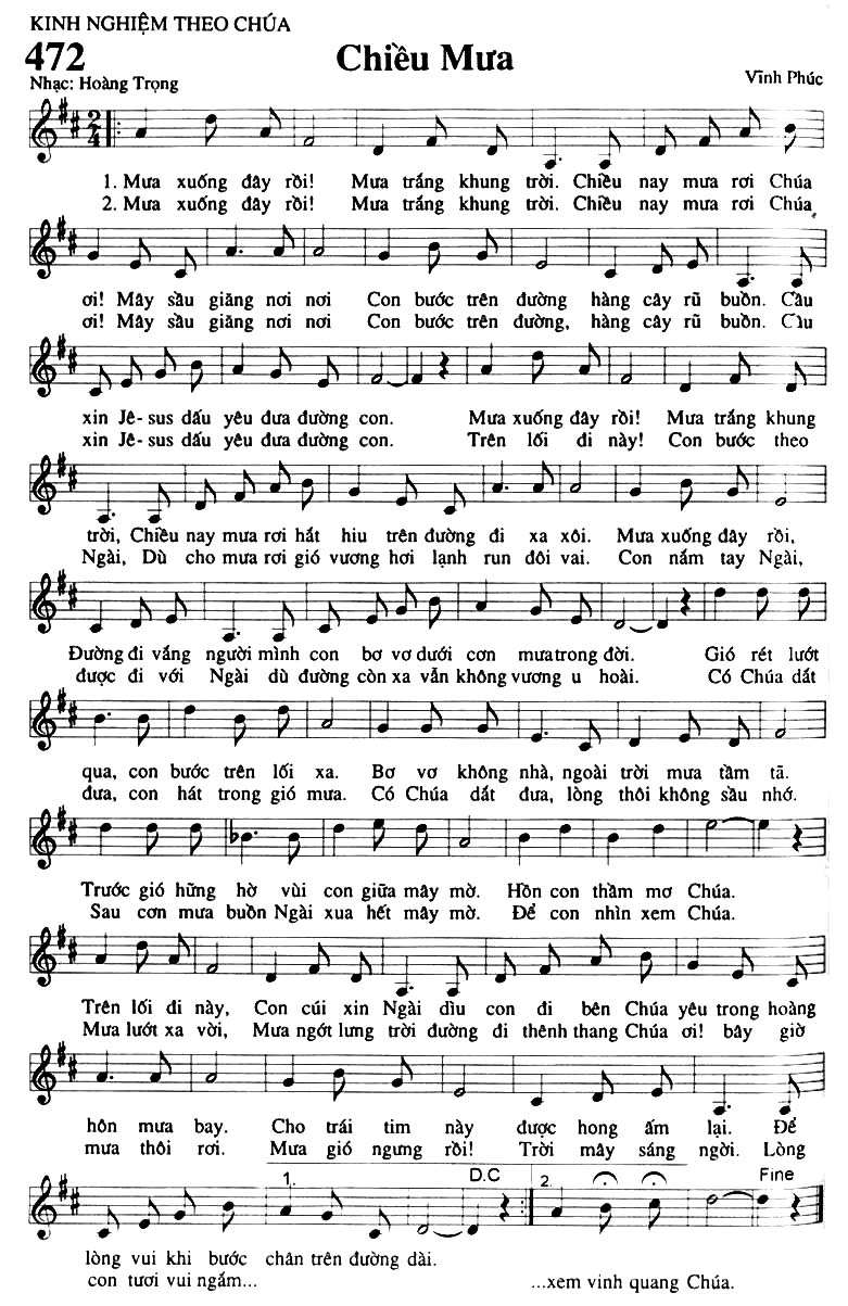 Sheet music: Chiều Mưa